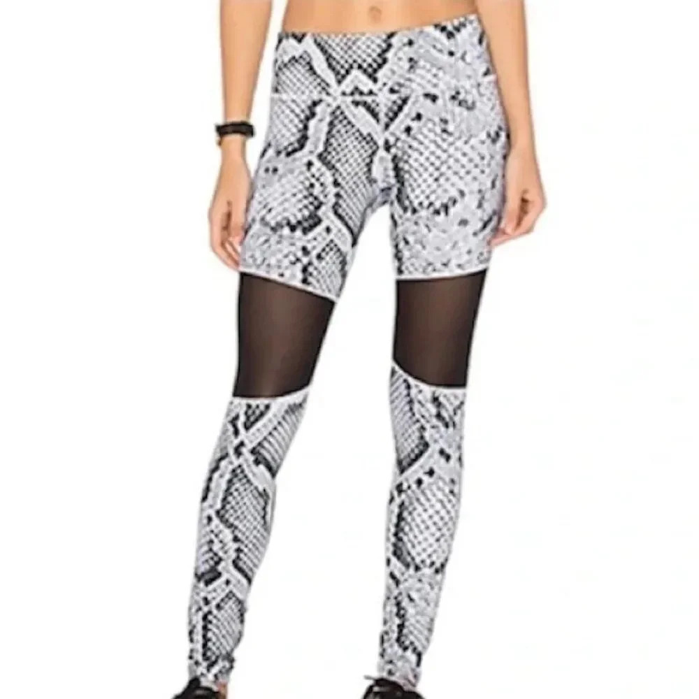 VARLEY Snakeskin Sycamore Mesh Panel Compression Leggings Ash Python Athletic XS